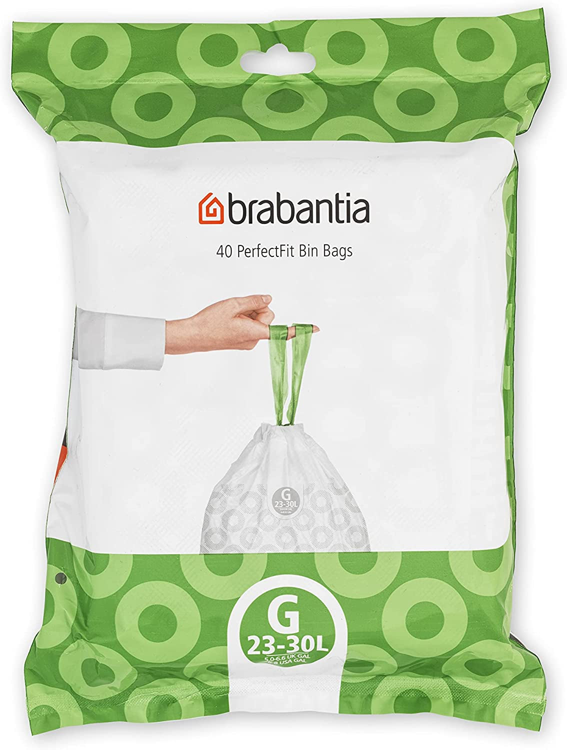 Bin Liners, Size G, 23-30 L - 40 Bags ,White,375668