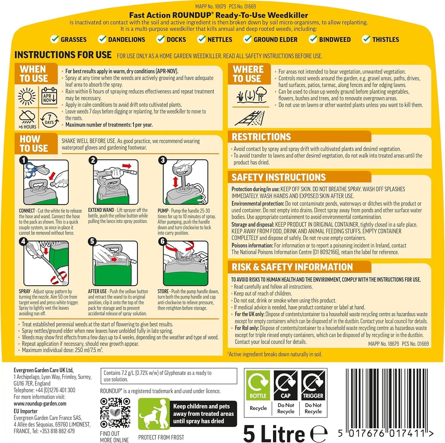 Fast Action Weedkiller Pump 'N Go Ready to Use Spray, 5 Litre