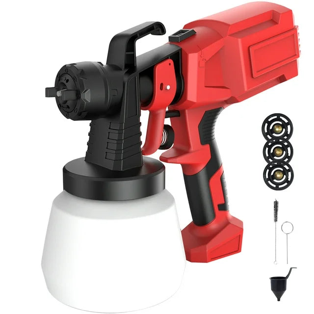 600W Paint Sprayer Gun, 800ml Electric Airless HVLP Paint Sprayer with 3 Nozzles for Inside Outside