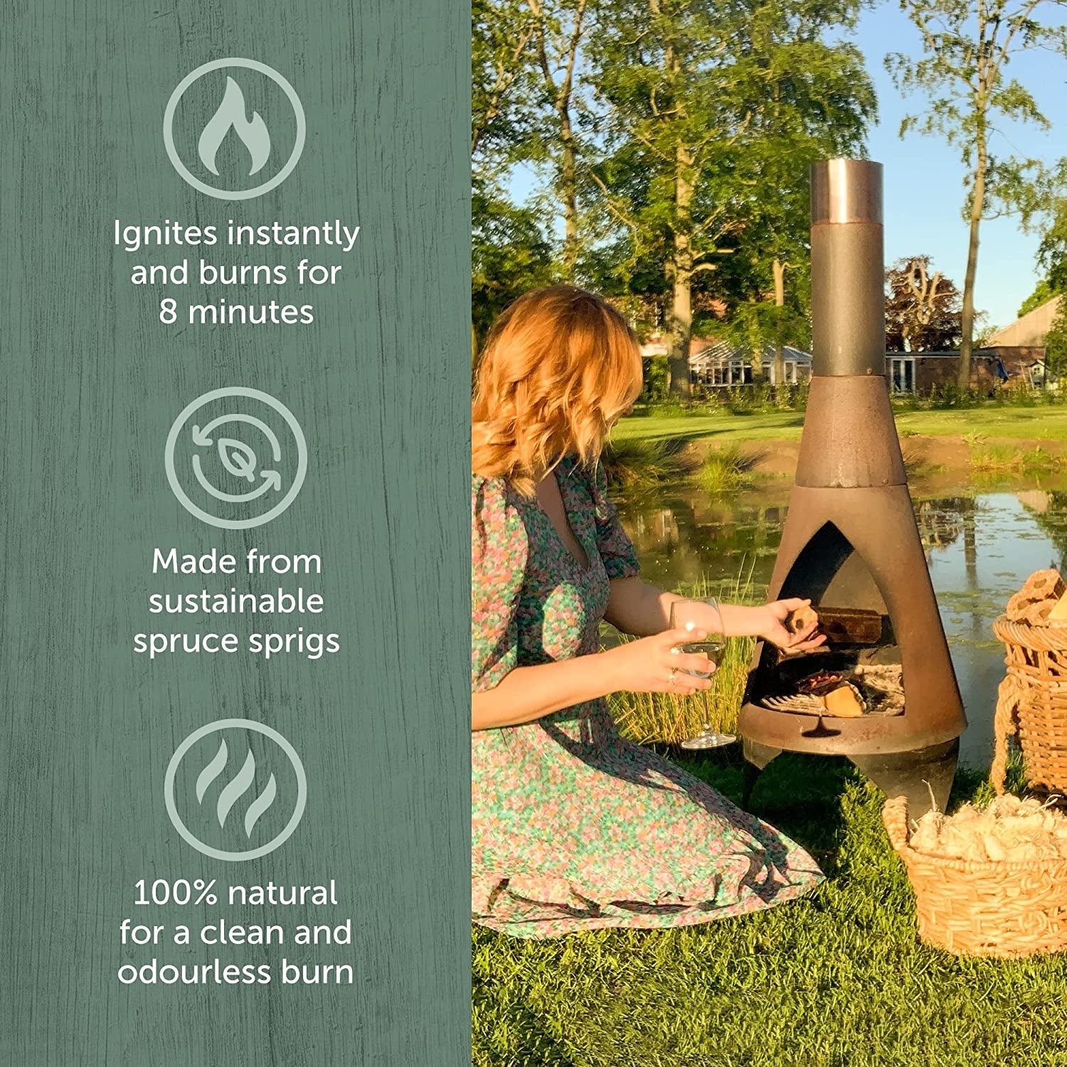 Natural Firelighters ​​- Fire Lighters for Wood & Log Burners - Wood Wool Fire Starters for BBQ & Pizza Oven Firestarters - Safe, Clean & Odourless Wax Coated Instant Firestarters - 200 Box