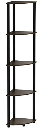 Furinno Turn-N-Tube 5 Tier Corner Display Rack Multipurpose Shelving Unit, Espresso/Black 5-Tier