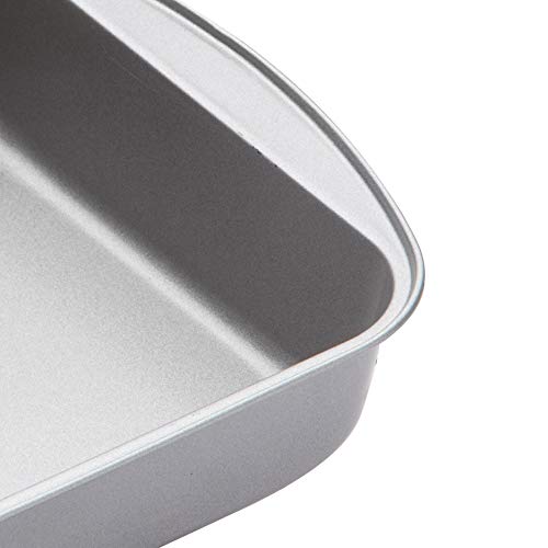 KitchenCraft Square Baking Pan / Roasting Tin with Non Stick Coating, 20 x 20 x 5 cm, Silver