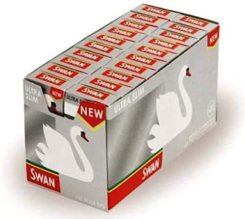 Swan Ultra Slim Silver Precut Filter Tips Full Box Of 20