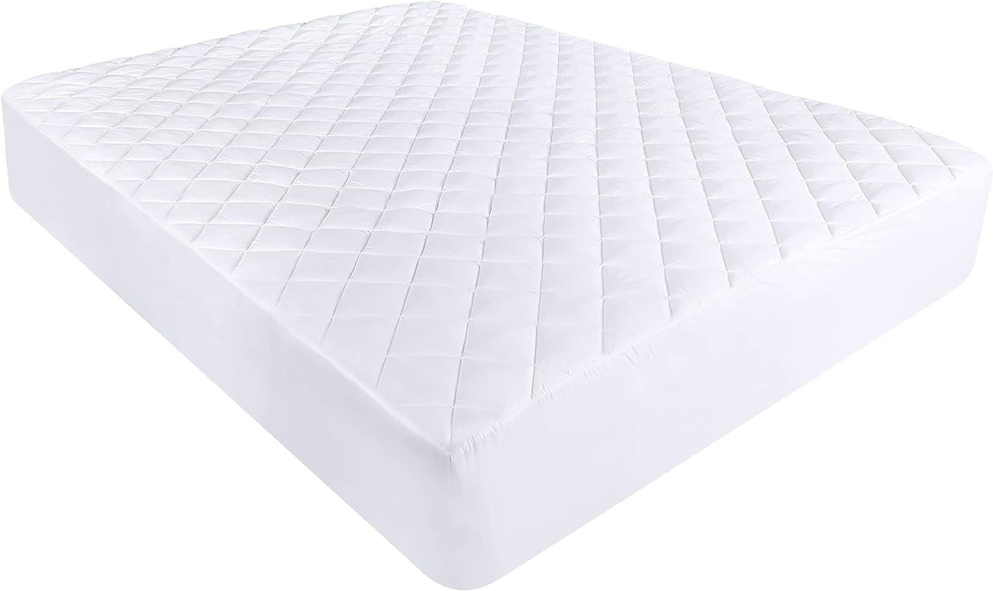 Utopia Bedding Quilted Mattress Protector Double 135x190 cm, Breathable Mattress Topper, Mattress Pad Stretches up to 38 CM, Deep Fitted Mattress Cover (White) White Double - 135x190+38 cm