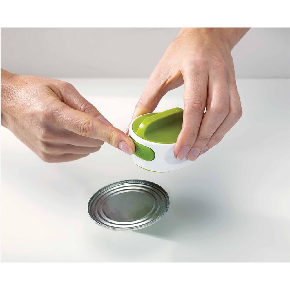 Joseph Joseph Can-Do Compact Can Opener, Tin Opener with automatic grip, White/Green Standard