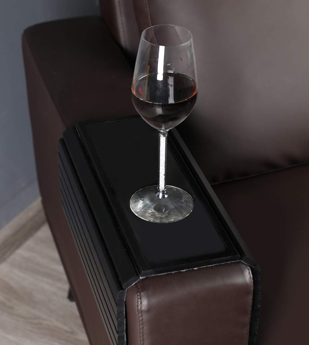 Bamboo Wood Sofa Arm Tray Table Flexible/Foldable Sofa Tray. Couch arm Table. Perfect for Drinks, Snacks, Remote Control or Phone. Great arm Tray for Couch armrest. (16.5"L x 13.25"W x 0.4"H, Black) 16.5"L x 13.25"W x 0.4"H