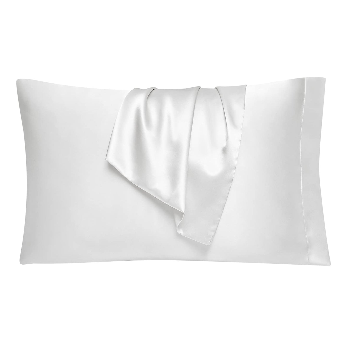 EHEYCIGA Satin Pillow Cases 2 Pack White, Silky Pillowcases for hair and skin with Envelope Closure, Standard Size, 50x75 cm 2PCS (50x75cm)