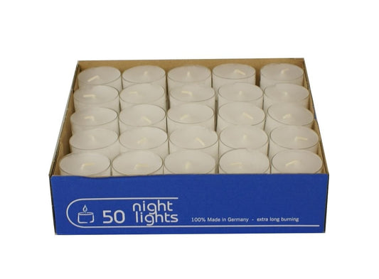 Olore Home Clear Cup Tealights in a Pack of 50 Long Burn time up 7 - 8 Hrs 24 x 38 mm