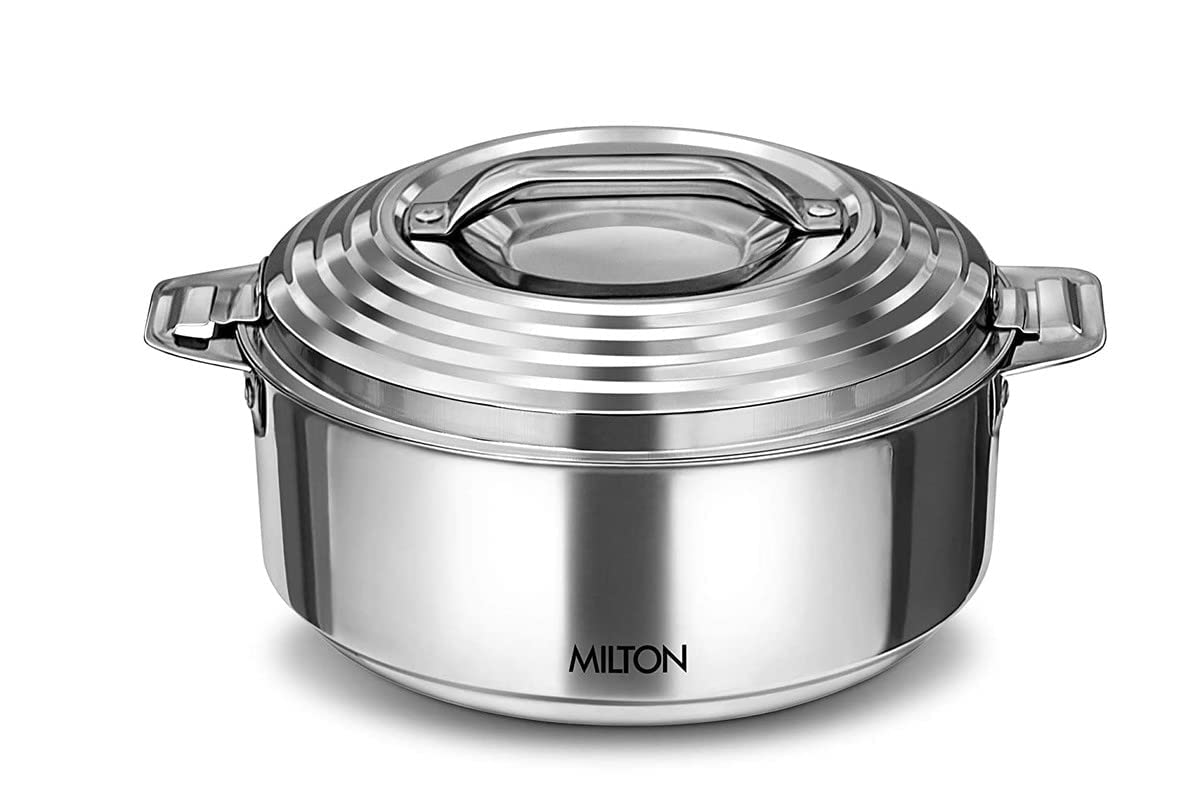 Milton Galaxia 1500 Insulated Stainless Steel Casserole, 2090 ml | 50 oz| 1.58 qt. Thermal Serving Bowl, Keeps Food Hot & Cold for Long Hours, Elegant Hot Pot Food Warmer Cooler, Silver 1500 ml | 6.34 cups