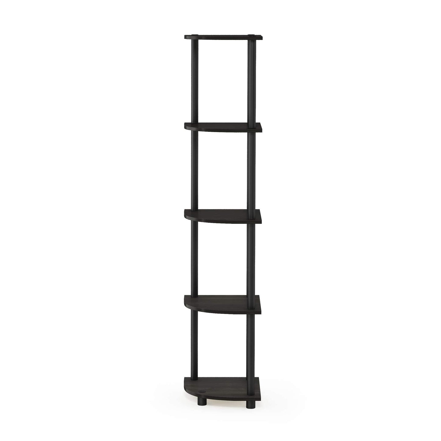 Furinno Turn-N-Tube 5 Tier Corner Display Rack Multipurpose Shelving Unit, Espresso/Black 5-Tier