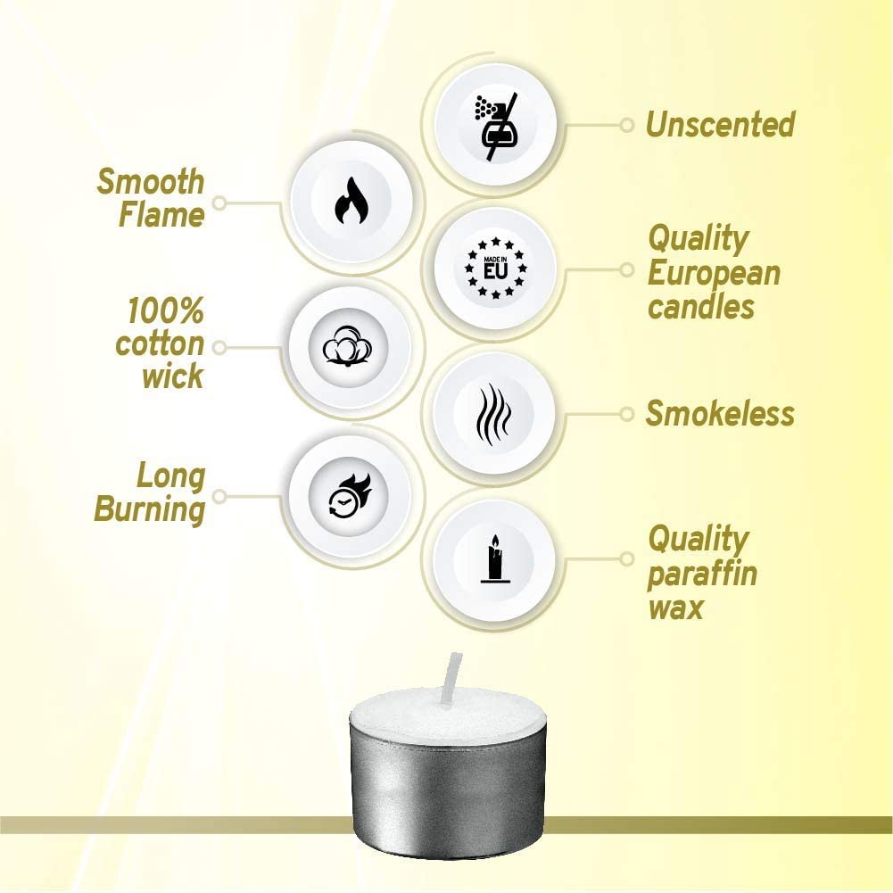 Bolsius 8 Hour Burning Tealights, Pack of 50, White, 3,5x2,5cm, Unscented 3,5 x 2,5cm