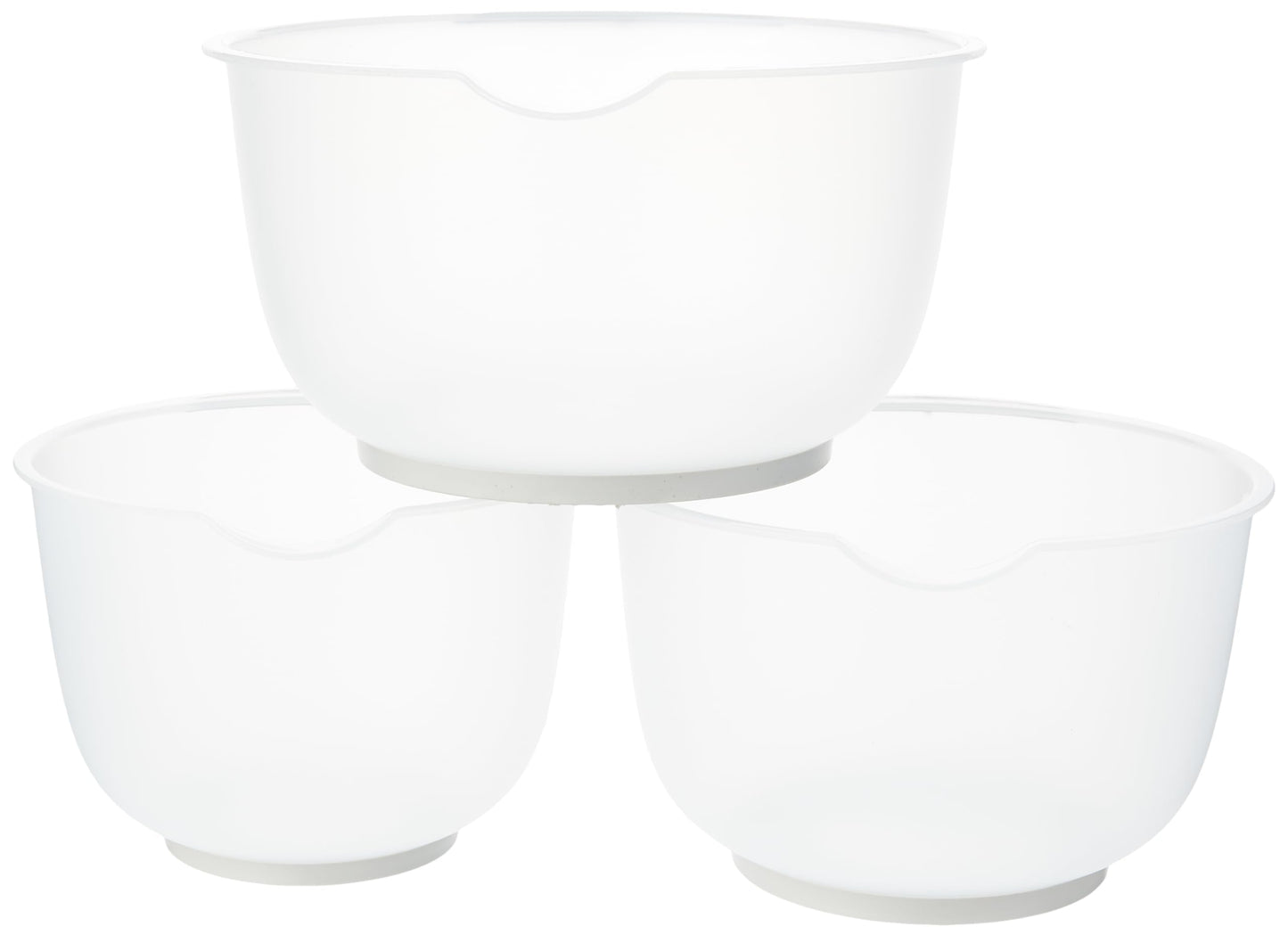 Chef Aid Contain 3 Mixing Bowls, Non-Slip Base, Soft Grip Handle, Microwave and Dishwasher Safe, Compact, Stackable, Ideal for baking and cooking,Off-white, 1.5 Litre, 2 Litre, 2.5 Litre Single