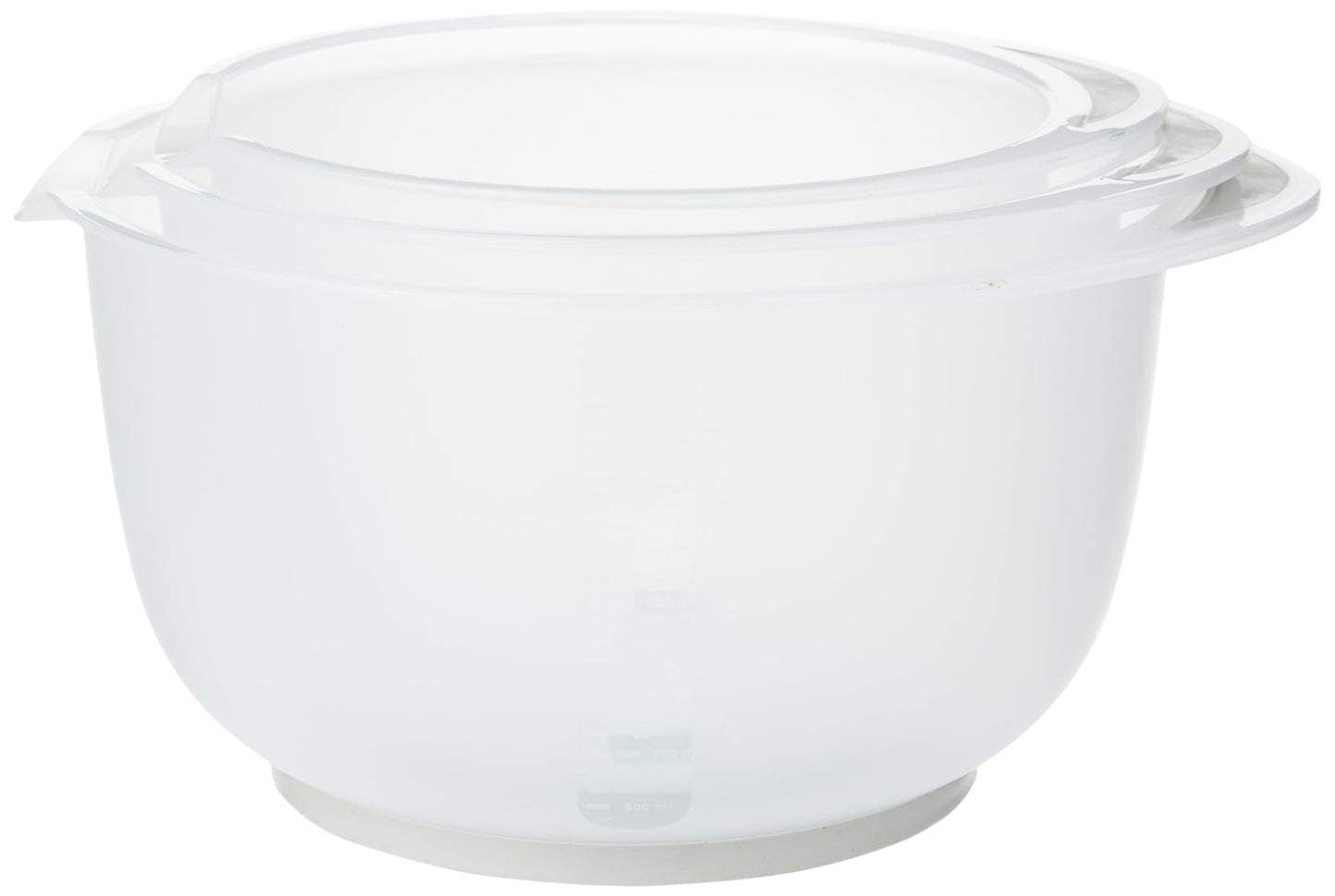 Chef Aid Contain 3 Mixing Bowls, Non-Slip Base, Soft Grip Handle, Microwave and Dishwasher Safe, Compact, Stackable, Ideal for baking and cooking,Off-white, 1.5 Litre, 2 Litre, 2.5 Litre Single