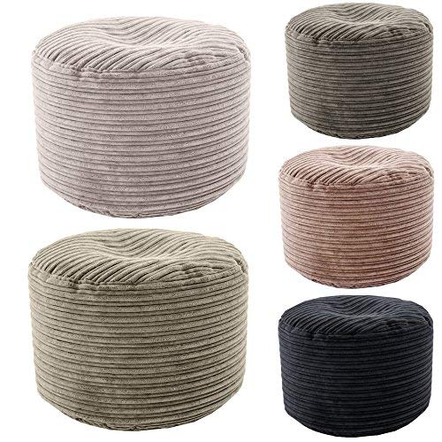 Shopisfy Soft and Comfortable Round Bean Bag Footstool Pouffe, Jumbo Cord - Mocha