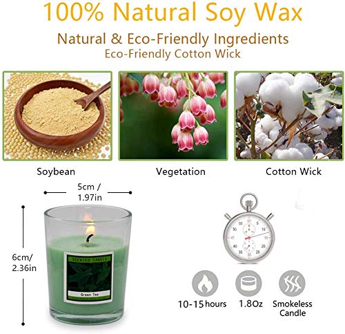 Onlywax Scented Candles, Soy Wax Aromatherapy Glass Candle Gift Set, Ginger Flower, Lotus, Jasmine, Tea, Lilac, Peony&Cherry, Pack of 12