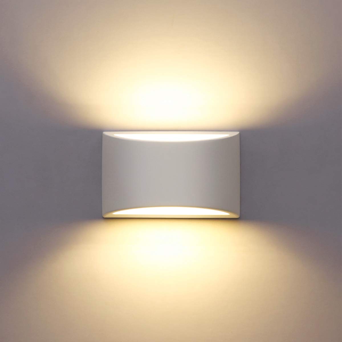 HYDONG LED Wall Lights Indoor Modern White Plaster Wall Wash Lights 7W Warm White LED Sconce Up and Down Wall Lamp for Living Room, Bedroom, Hallway (G9 LED Bulb Include) 1 PACK