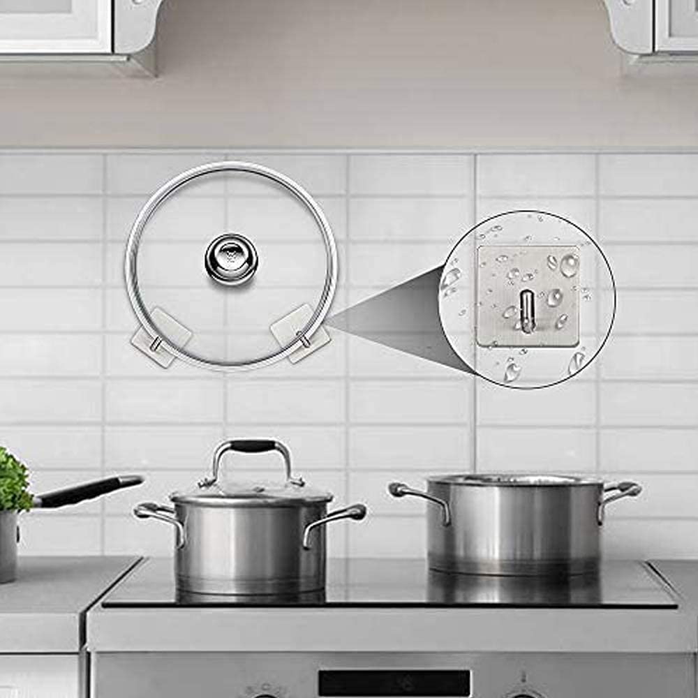 Budding Joy Adhesive Hooks Heavy Duty Stick on Wall Door Cabinet Stainless Steel Towel Coat Clothes Hooks Self Adhesive Holders for Hanging Kitchen Bathroom Home 6 Pack