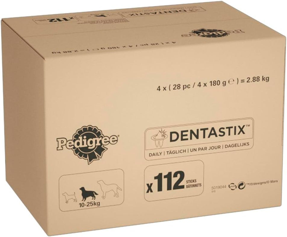 Dentastix 112 Sticks Functional Snacks, Daily Dental Chews for Medium Dogs (10 - 25 Kg), Megapack