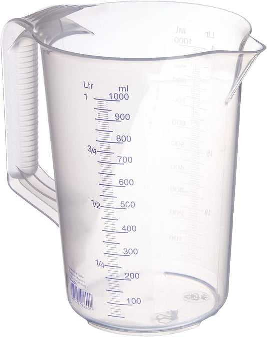 hünersdorff Transparent measuring jug, Plastic, Transparent/Blue, 1 L 11,7 x 11,7 x 16,5 cm