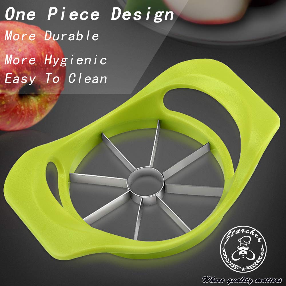 Starchef Apple Fruit Cutter,Slicer,Divider,Corer,Wedger,Stainless Steel,Slicer for Apples,Pears,Fruits,Ergonomic Handle, Easy Grip, Sharp Blade,Large(8 Slices,Green) 0.09 Kilograms