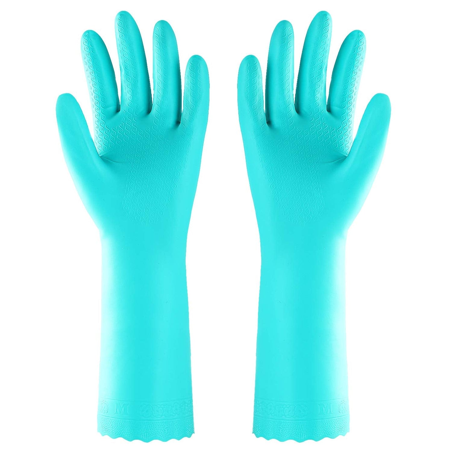 Elgood Reusable Washing up Gloves Latex Free Dishwashing Gloves with Cotton Lining, Non-Slip and Waterproof Cleaning Gloves for Kitchen 2 Pairs (Blue+Purple, M)