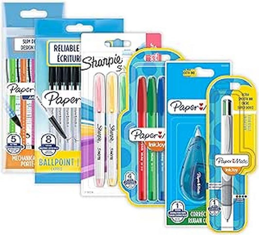 Paper Mate & Sharpie Pens Set | Stationery Supplies | Ballpoint Pens, Highlighters, Mechanical Pencils & Correction Tape | Perfect for School & Office | 26 Count 26 Piece Set School Kit 26ct Single