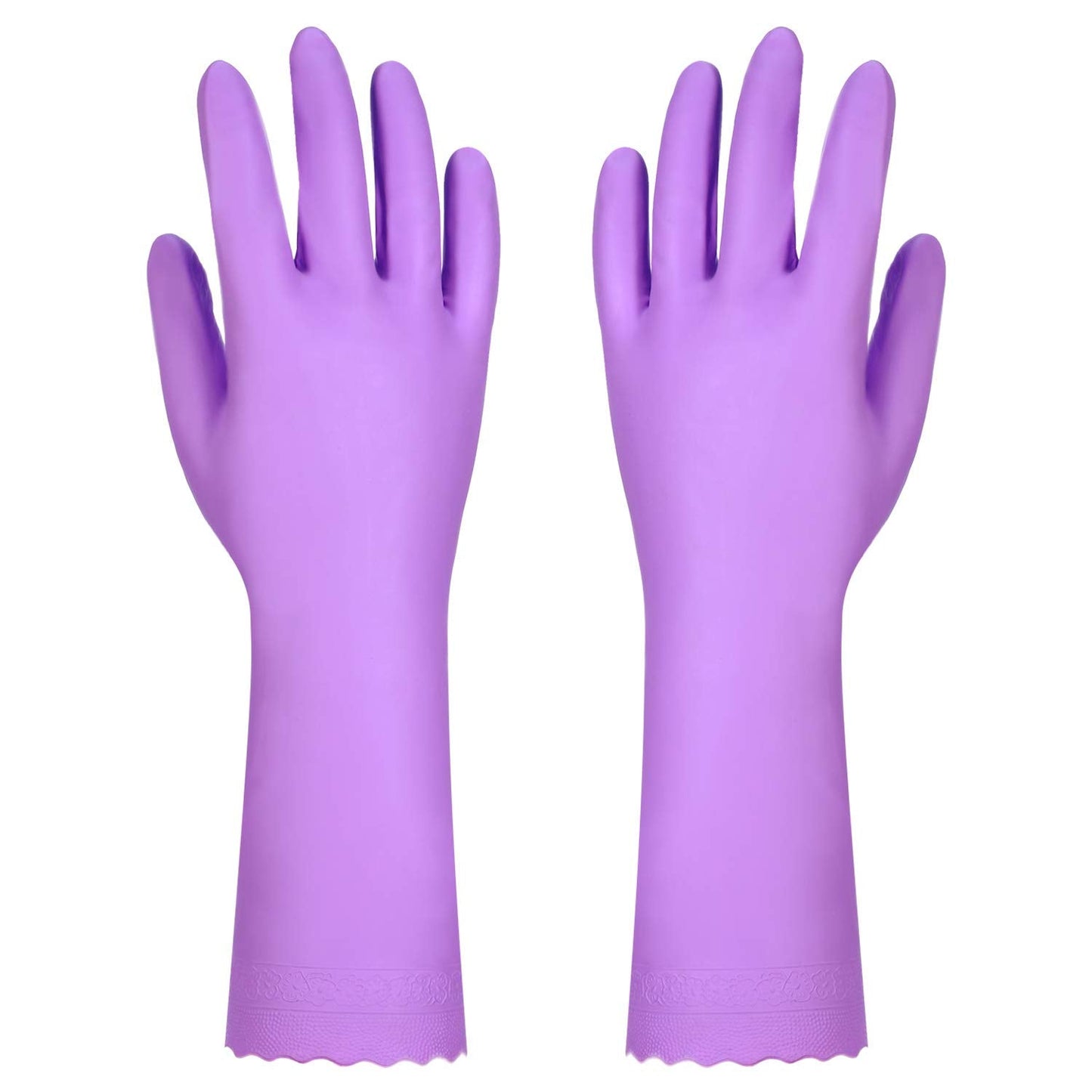 Elgood Reusable Washing up Gloves Latex Free Dishwashing Gloves with Cotton Lining, Non-Slip and Waterproof Cleaning Gloves for Kitchen 2 Pairs (Blue+Purple, M)