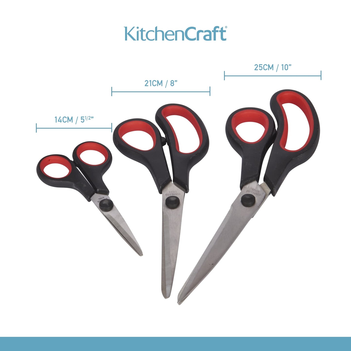 KitchenCraft Kitchen Scissors Set with Block, Multi Purpose Shears 4 Piece Set, Black Single