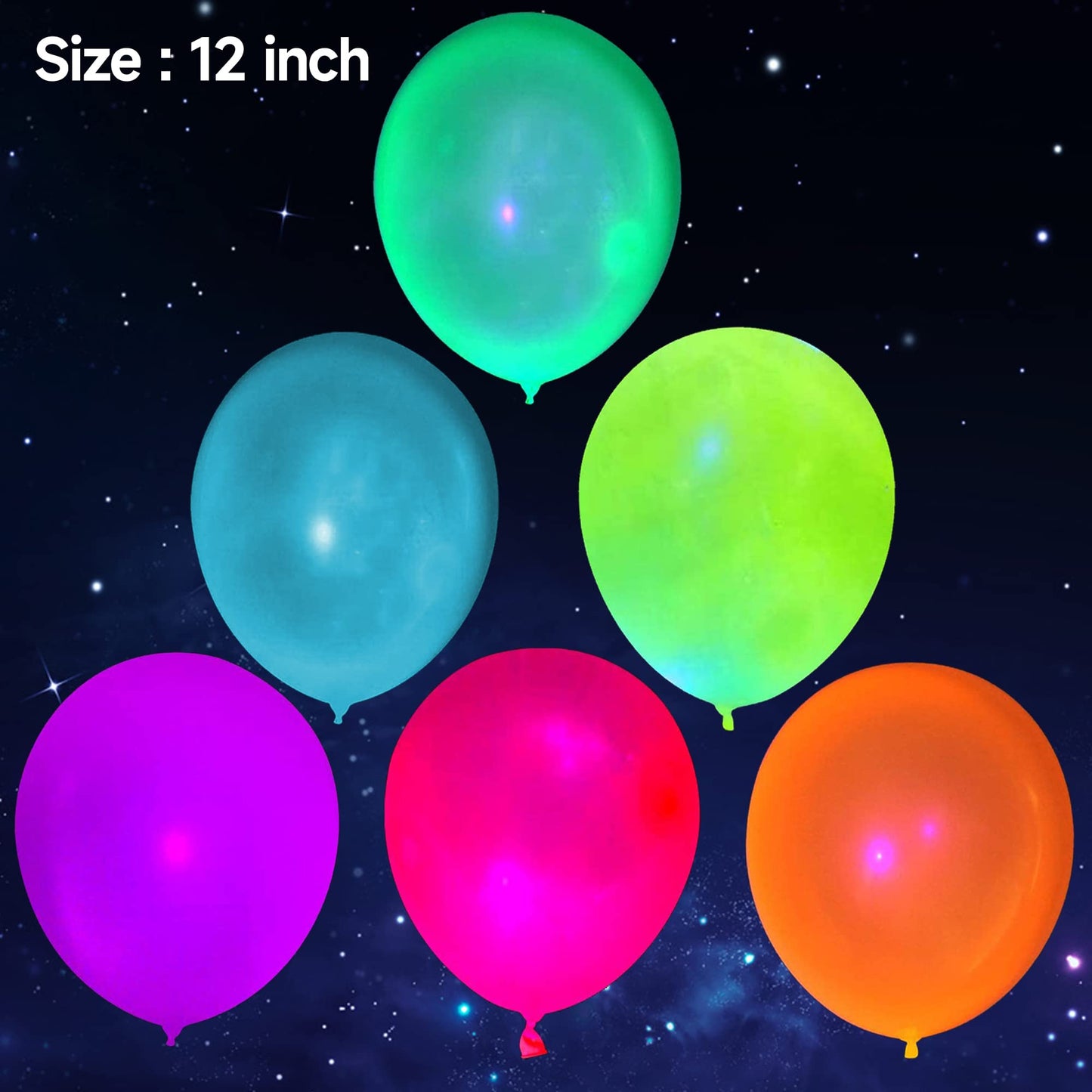 100 Pcs UV Neon Balloons,Neon Glow Party Balloons UV Black Light Balloons Glow in the dark for Birthday Decorations Wedding Glow Party Supplies Blacklight Reactive Fluorescent Balloons 100PCS