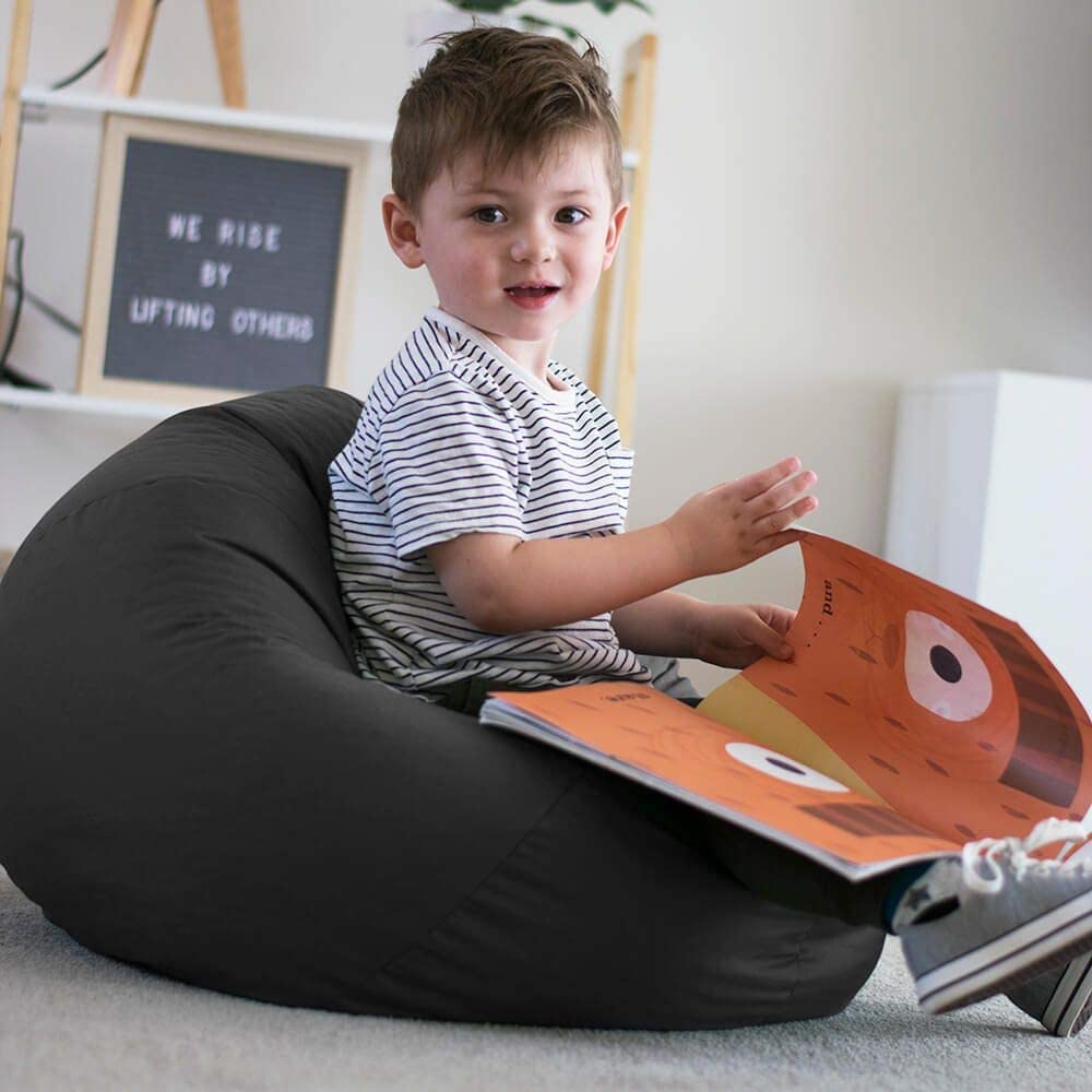 rucomfy Beanbags Small Kids Bean Bag Chair. Safe Beanbag Seat for Boys and Girls. Arrives Pre-filled. Machine Washable, Durable & Comfortable 50 x 65cm (Slate Grey) Beanbag Only Slate Grey