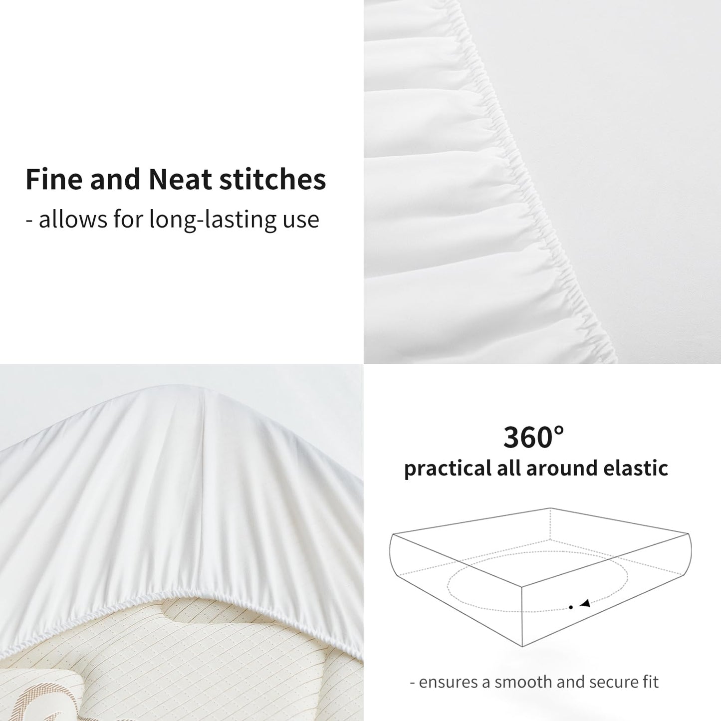 RUIKASI King Fitted Sheet Deep - White Bottom Sheet for Kingsize Bed with 40cm 16 Inches Extra Deep Sided Pocket, Soft Microfiber Bedsheet Ultra Deep Fit with Mattress