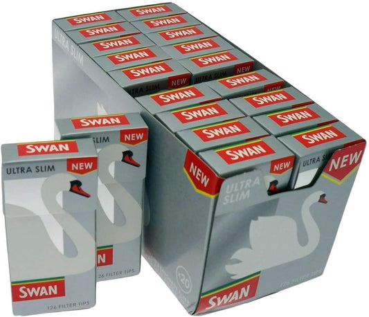 Swan Ultra Slim Silver Precut Filter Tips Full Box Of 20