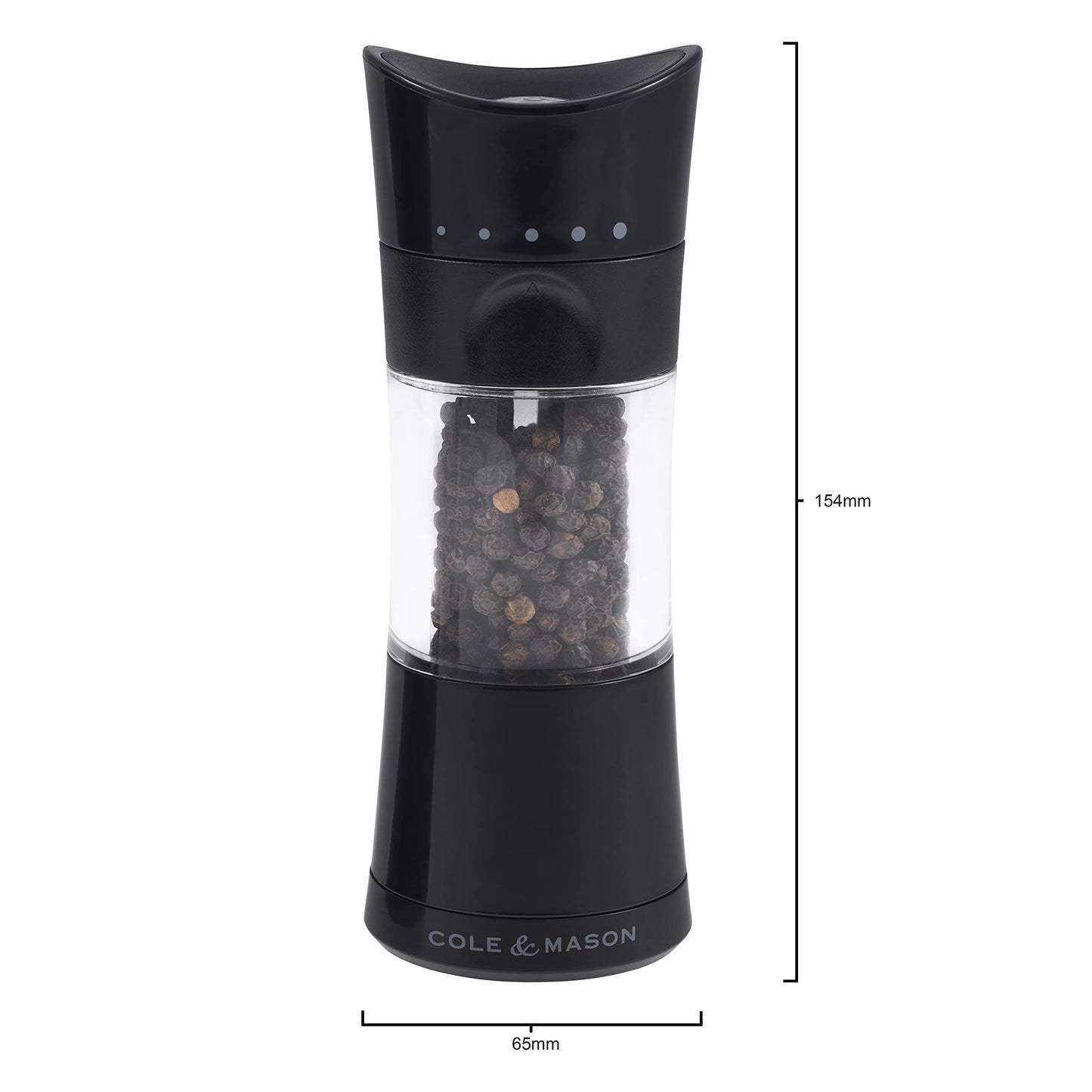 Cole & Mason Harrogate Black Salt and Pepper Grinder Set, Adjustable Ceramic Mechanism, Inverta, ABS Plastic, 154 mm, Gift Set, Includes 2 x Salt and Pepper Mills Mill Set