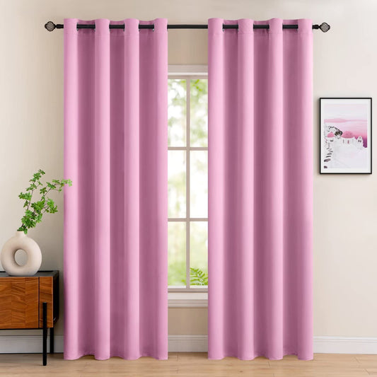 MIULEE Pink Blackout Curtains for Living Room 90-inch Drop 2 Panels Set, Premium Bedroom Black Out Curtains with Eyelet, Thermal Insulated Window Curtains, Room Darkening Curtains, Each 46 x 90 Inch 46"x90" (117x228cm)