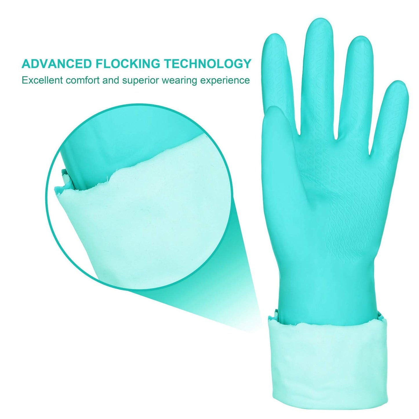 Elgood Reusable Washing up Gloves Latex Free Dishwashing Gloves with Cotton Lining, Non-Slip and Waterproof Cleaning Gloves for Kitchen 2 Pairs (Blue+Purple, M)