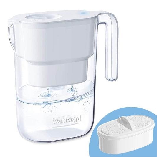 Waterdrop Elfin Fridge Water Filter Jug with 3 Months Filter, 2.5L, Reduces Fluoride, Chlorine and More, NSF Certified, BPA Free, White (Replacement Filter: WD-PF-01A Plus)