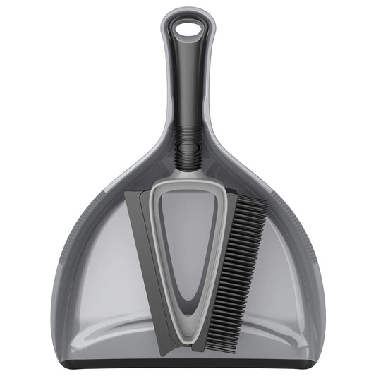 MR.SIGA Soft Bristle Brush/Scrubber with Dustpan, Gray & Black Gray,black