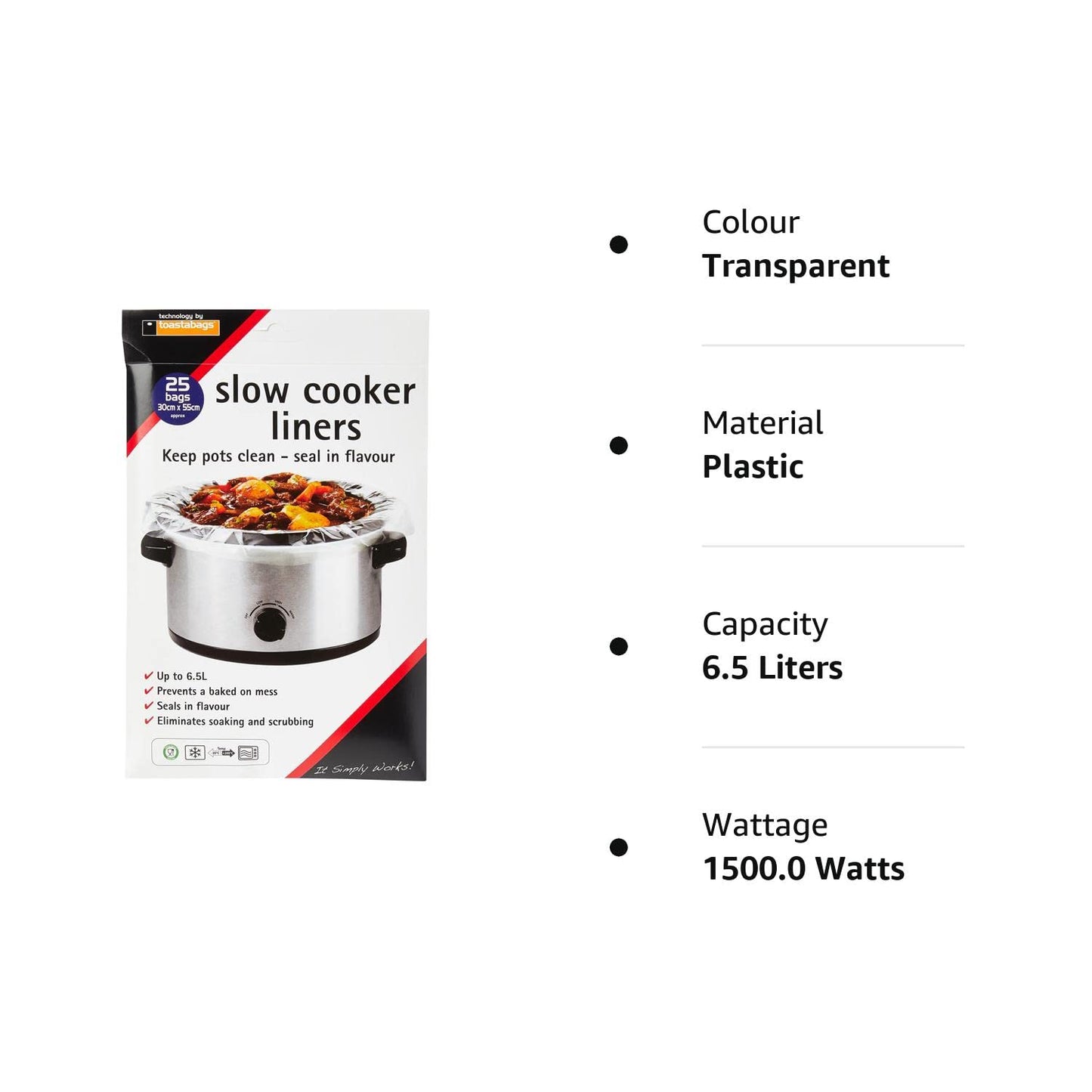 Toastabags Slow Cooker Liner (Pack of 25) Transparent Pack of 25 Single