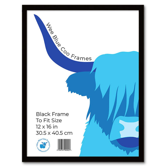 Wee Blue Coo 12x16 Black Wooden Picture Frame 12 x 16 Inch (30.5 x 40.7cm) Acrylic Safety 'Glass' Photo Frame