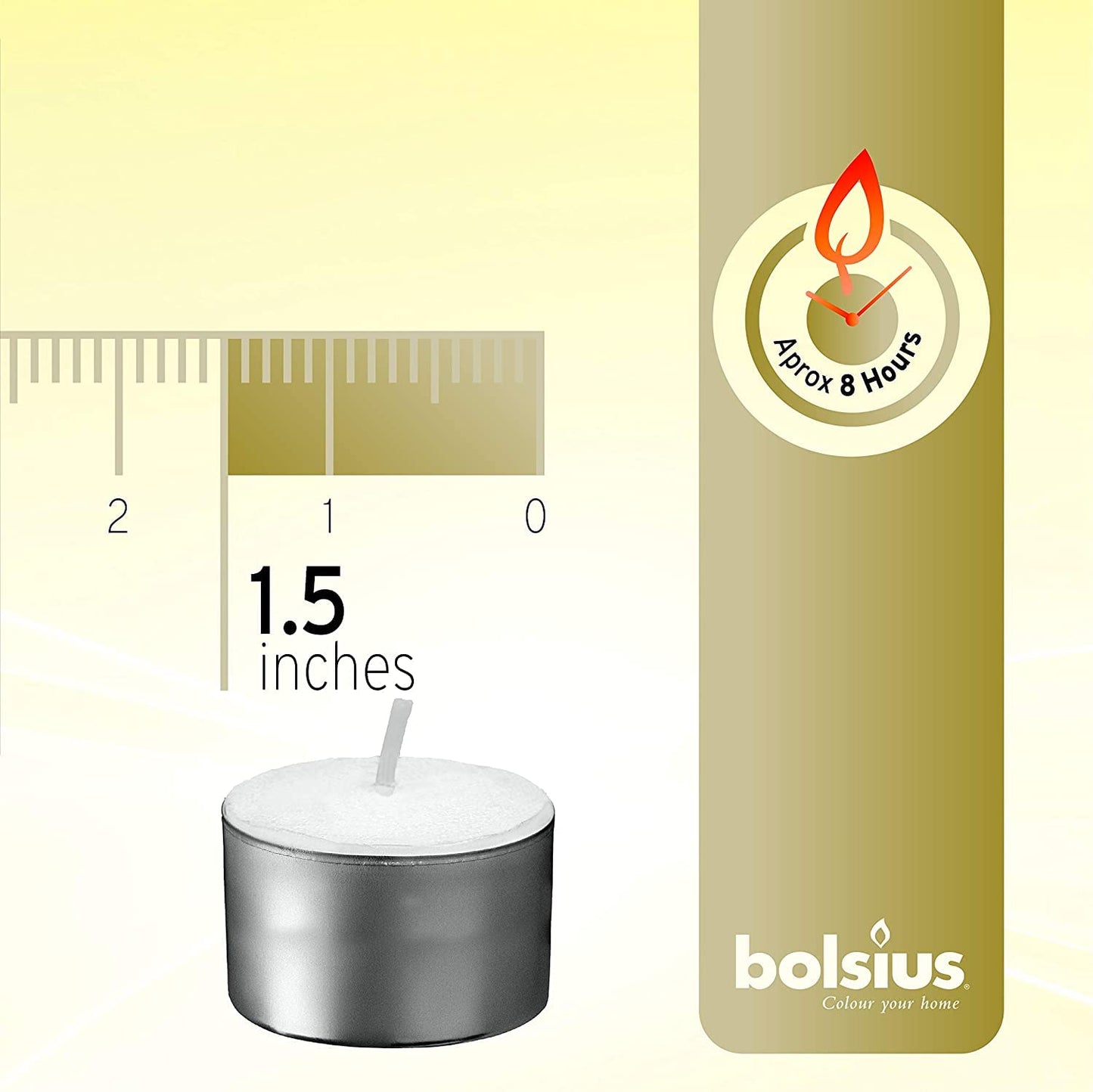 Bolsius 8 Hour Burning Tealights, Pack of 50, White, 3,5x2,5cm, Unscented 3,5 x 2,5cm