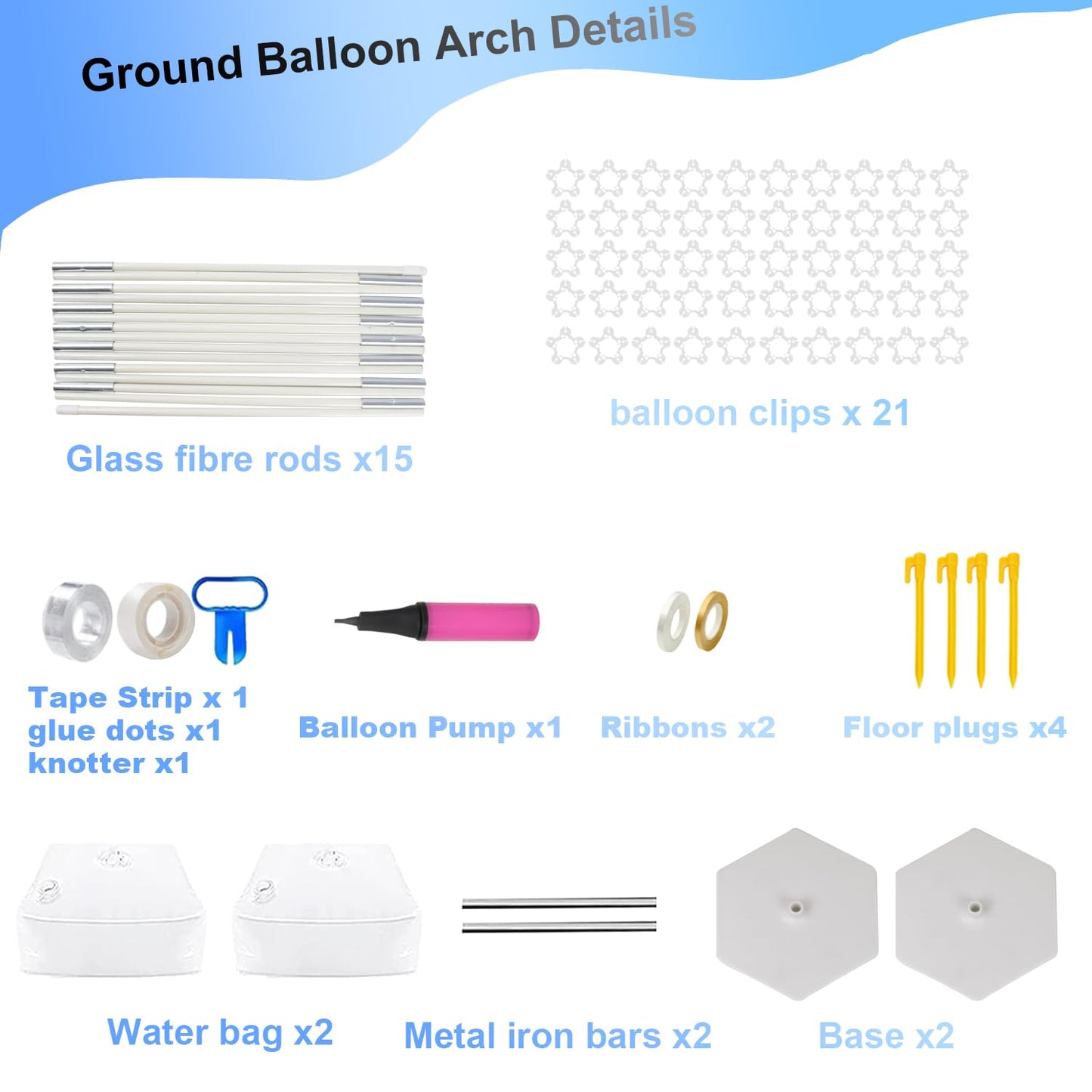 PILIN Reusable White Adjustable Balloon Arch Stand Kit with 2 Pieces Table Balloon Stand Water Fillable Base for Birthday Wedding and Graduation DIY Party Decoration floor arch + balloon stand