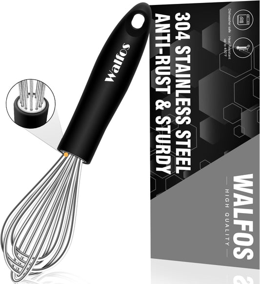 Stainless Steel Whisk - Kitchen Balloon Whisk, Thick Stainless Steel Wire ＆ Strong Handles, Egg Frother for Cooking, Blending, Whisking, Stirring, Beating (21cm) 21cm