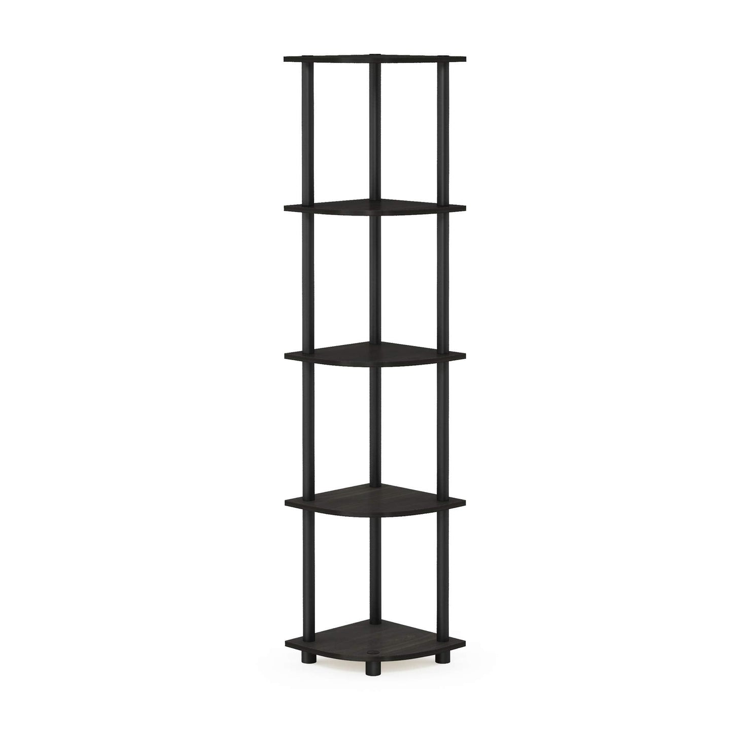 Furinno Turn-N-Tube 5 Tier Corner Display Rack Multipurpose Shelving Unit, Espresso/Black 5-Tier