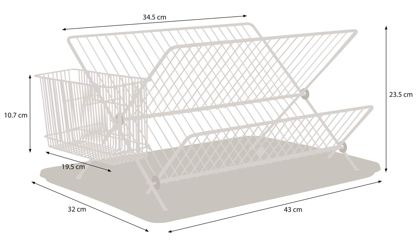 simplywire – Folding Dish Drainer – Plate Drying Steel Rack with Cutlery Holder - Black