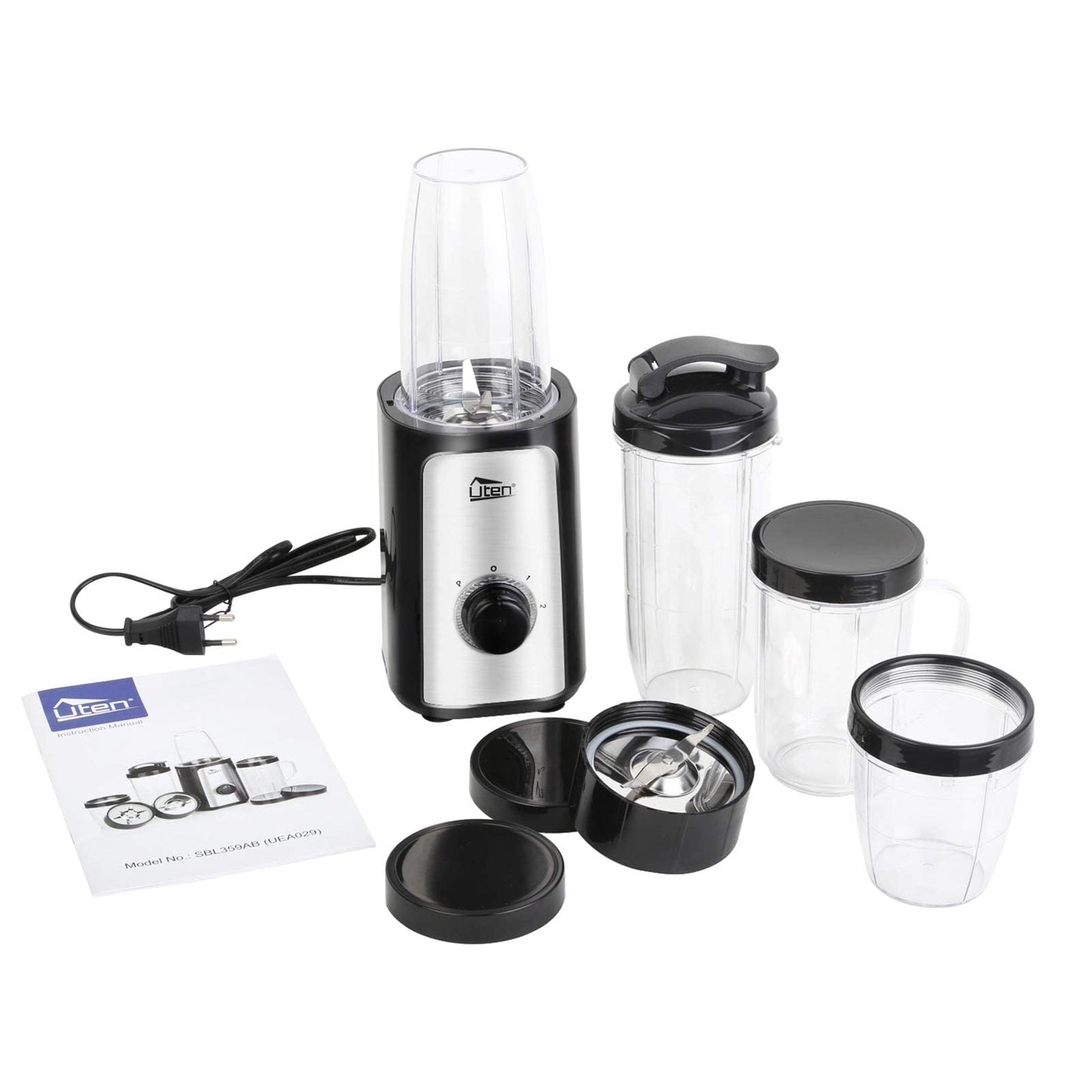 Mini Blender, Uten Jug Blenders, 4-in-1 Multi Functional 700ml High Speed Smoothie Maker and Ice Crusher, with Portable Mini Blender cup and Food Processor for Juicer Fruit Vegetable 380W