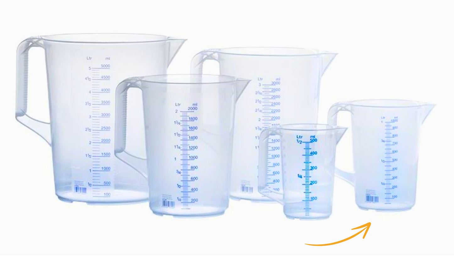 hünersdorff Transparent measuring jug, Plastic, Transparent/Blue, 1 L 11,7 x 11,7 x 16,5 cm