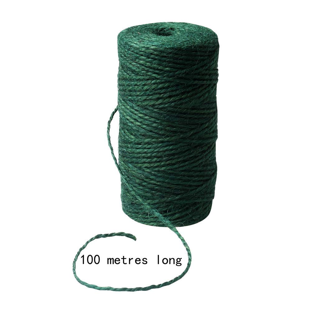 2 Rolls Green Hemp Garden Twine, Garden String Christmas Twine Natural Jute String for Gardening, Arts & Crafts, Total 200m/656ft