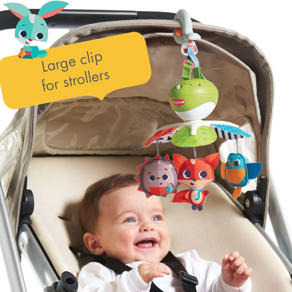 Tiny Love Take Along Mobile, 3-in-1 Baby Mobile for Cot, 0+ Months, Portable Music Mobile for Pram, Multi-Use with 3 Connectors, 5 Melodies, 30 Minutes of Continuous Music, Meadow Days