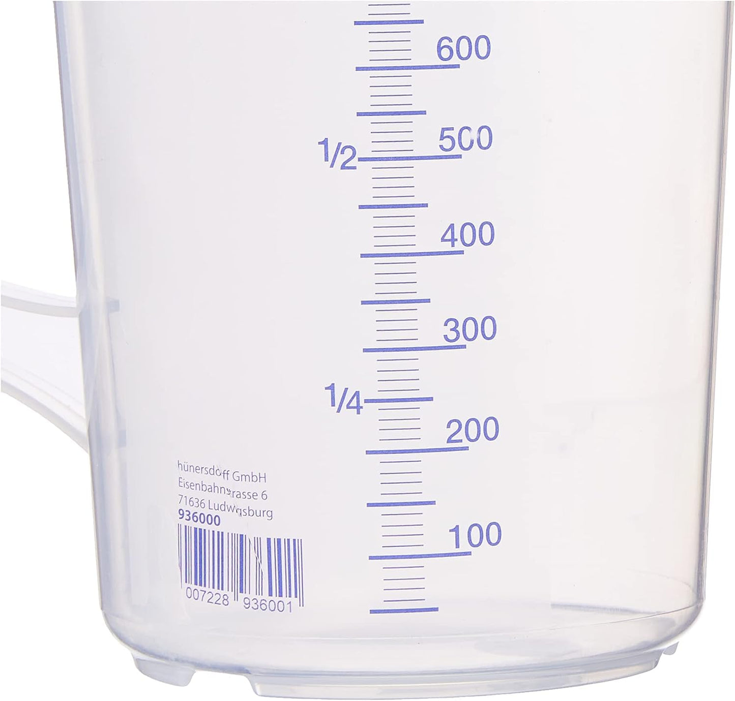 hünersdorff Transparent measuring jug, Plastic, Transparent/Blue, 1 L 11,7 x 11,7 x 16,5 cm