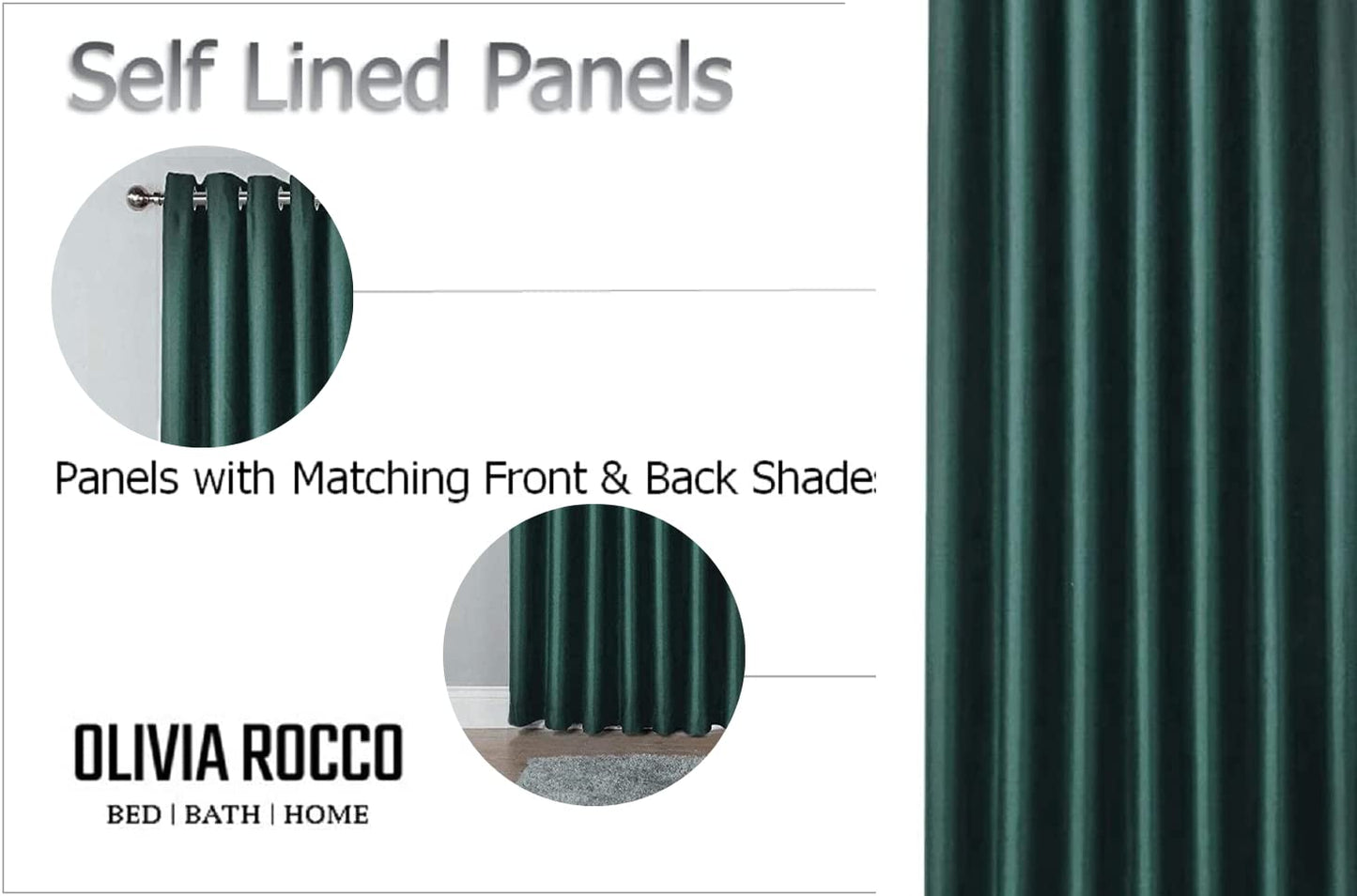 Olivia Rocco Blackout Eyelet Curtains Black Out Thermal Ring Top Curtain Pair Window Treatment Living Room Bedroom, 66" (Width) x 54" (Drop) Emerald Green 66" (Width) x 54" (Drop)